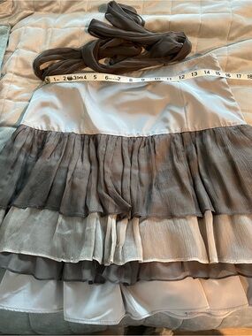 Tiered Ruffle Halter Skirt in Taupe and Ivory